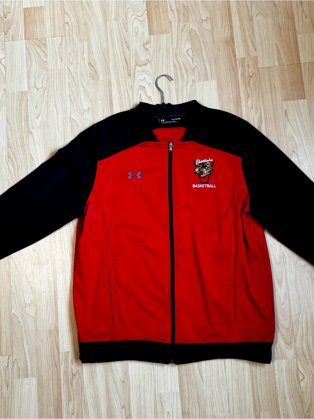 Under Armour Men’s Red and Black Full-Zip Athletic Jacket - Vanier Cheetahs